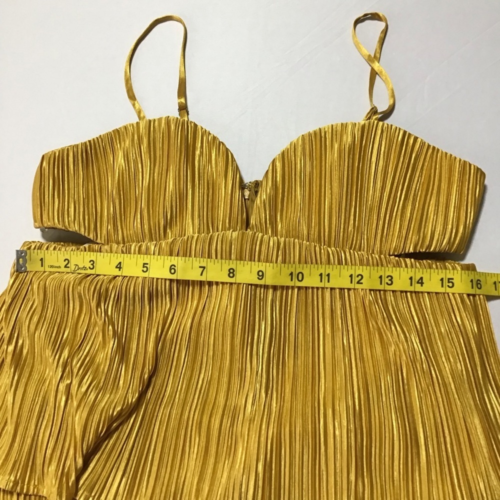 Lulu's Kanya Marigold Yellow Satin Plisse Tiered Maxi Dress - Picture 16 of 16
